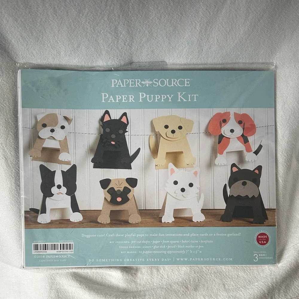 Paper Source Paper Puppy Kit - Black, Orange, Cream NWT Craft Kit Unopened